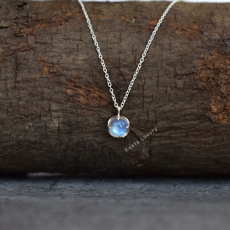 Natural Moonstone necklace, Dainty moonstone handmade jewelry , June Birthstone celestial necklace for women, Bridesmaid necklace, image 3