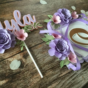 Lavender One high chair banner, floral high chair banner, one high chair banner girl, Rose Gold, Lavender 1st birthday high chair banner