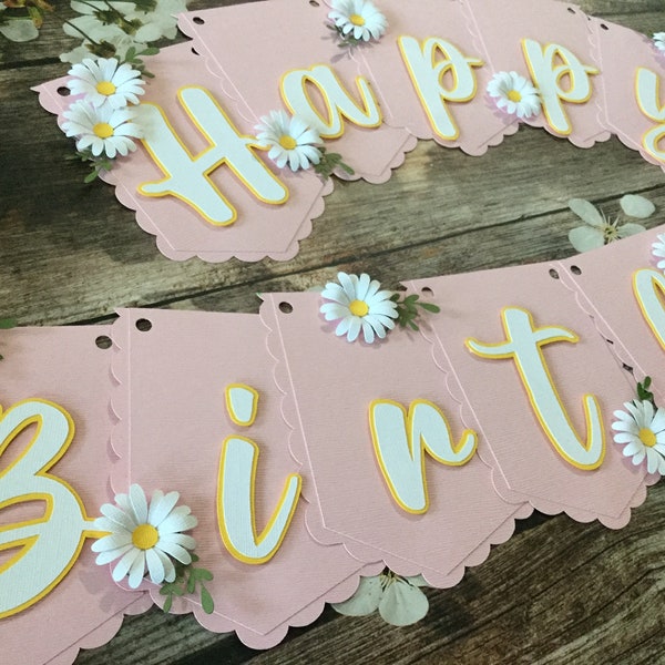 Daisy high chair banner, Floral high chair banner, girl birthday banner, 1st birthday decorations, 1st birthday high chair banner, groovy