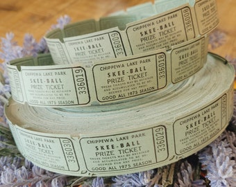 Set of 10 Vintage Skee Ball Tickets, Carnival tickets, Antique ephemera, Junk Journal supplies, Mixed media, Paperie, Scrapbooking