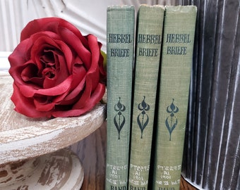 Set 3 Antique Books, Vintage Green Books, Old books, Collectible books, Antique German book, Foreign book, Ornate book, Victorian Cloth Book
