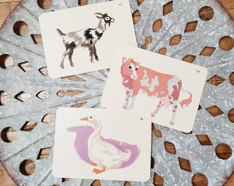 Vintage Farm Animal Flash Cards, Antique flashcards, Vintage ephemera, Junk Journal supplies, Scrapbooking Vintage Art, Paperie Kitsch decor