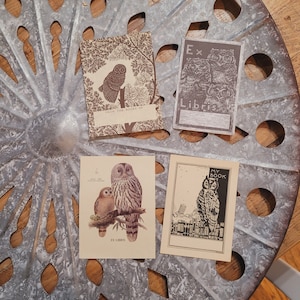 4 Vintage Owl Bookplate, Antioch Bookplates, Vintage Halloween decor, Junk Journal, Scrapbooking, Paper crafts, Ephemera, Book labels tags