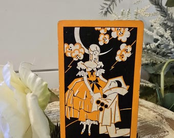 Art Deco Playing Card: Antique Silhouette Trade Card Ephemera