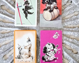 Vintage Puppy Dog Playing Card Set: Antique Ephemera for Junk Journals