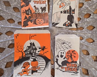Vintage Halloween bag lot, Paper treat bags, Vintage Halloween decor, Vintage ephemera, Mixed media supplies, Ghost, Craft supplies