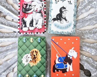 Vintage Cat & Dog Playing Card Set: Ephemera for Junk Journals