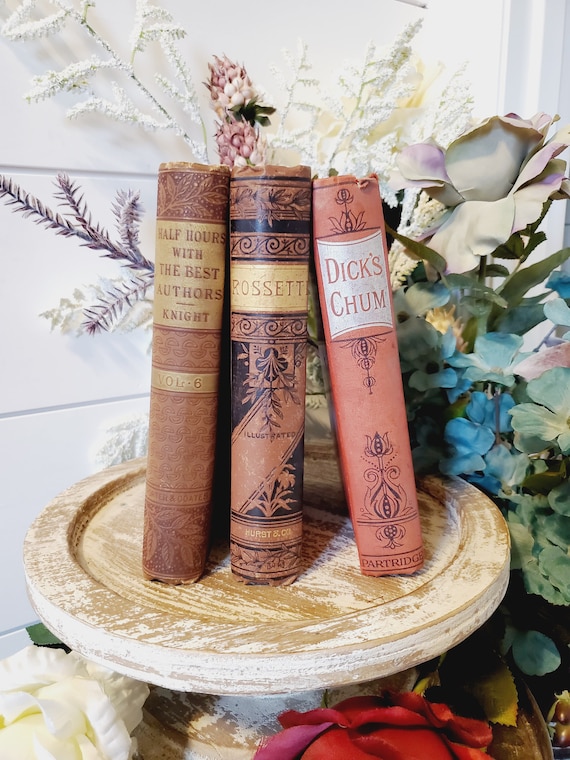 Vintage Books/50cm Set 【RED】洋書　古書　アンティーク Vintage 1950's Red Book Decor, the Wonderland of Knowledge