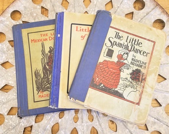 Lot of 3 Antique books, Vintage book lot, Madeline Brandeis books, 1930s books, Antique hardcover books, Antique children's books, book gift