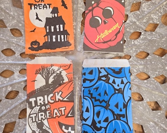 Vintage Halloween bag lot, Paper treat bags, Vintage Halloween decor, Vintage ephemera, Mixed media supplies, Ghost, Craft supplies