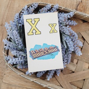 Vintage X Xylophone Flash Card, Instruments de musique, Carte flash antique, Cartes Alphabet, école vintage, Fournitures de techniques mixtes, Papier éphémère