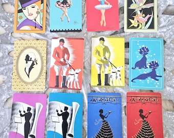 Art Deco Playing Card Set: 12 Antique Silhouette Swap Cards