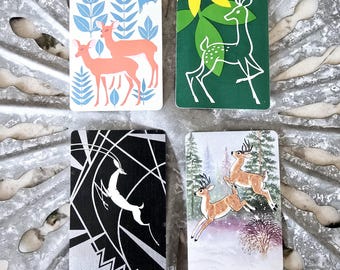 Art Deco Reindeer Playing Cards: Vintage Christmas Ephemera