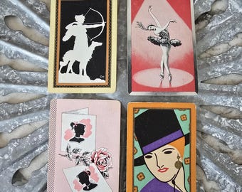 Art Deco Playing Cards Set: 1920s Ballerina, Archer, Valentine