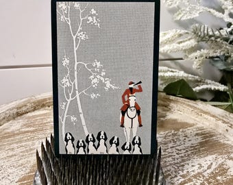 Art Deco Playing Card: Horse & Dog Hunting Scene, Collectible Swap Card