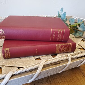 Set 2 Antique Red Books, 1800s Books, Vintage Book Bundle