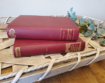 Set 2 Antique Red Books, 1800s books, Vintage Book Bundle, Christmas books, Beautiful spines, Gold Gilt Books, Book Centerpiece, Collectible