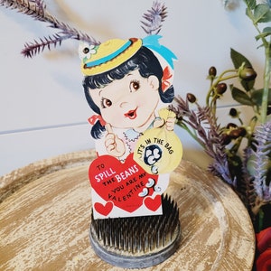 Vintage Girl Valentine, Antique valentine, Valentines Day decor, Vintage ephemera, Junk Journal, Mixed Media supplies, Paper crafts, Paperie
