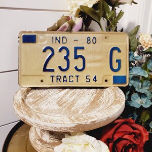 Vintage Indiana License Plate, 80s license plate, Vintage Automobile, Garage, Mancave, Father&#39;s Day Gift, Vintage Car, Industrial decor