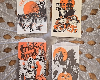 Vintage Halloween bag lot, Paper treat bags, Vintage Halloween decor, Vintage ephemera, Mixed media supplies, Ghost, Craft supplies