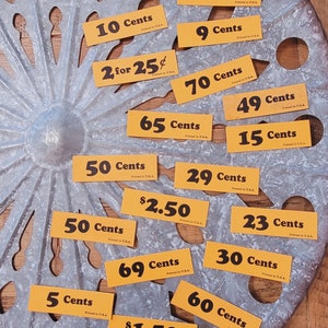 Vintage Price tags, Vintage store cards, Advertising signs, Vintage paper, Mixed media supplies, Historical memorabilia, General store tags