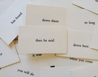 Antique 1940s word phrase cards, Vintage flashcards, Scrapbooking supplies, Junk Journal, Mixed Media Art, Paperie, Collectible, Kitsch