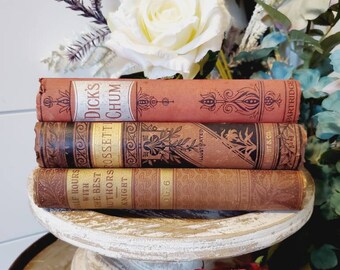 Antique Book Set, Vintage Red Books, Collectible Books