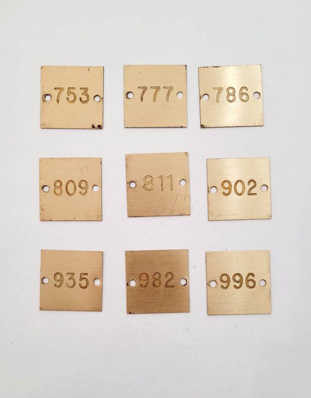Vintage Metal Numbered Tags, Brass Tags, Metal Numbers, Mixed Media ...