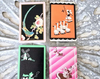 Art Deco Playing Cards Set: Antique Bird, Geese & Dog Collectibles