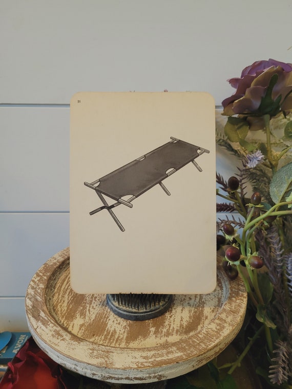 Vintage Military Cot Flash Card Army Navy Soldier Antique Etsy
