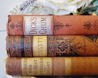 Antique Book Set, Vintage Red Books, Collectible Books