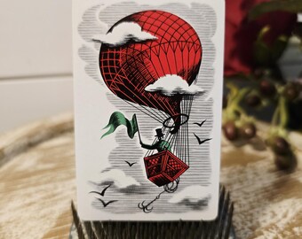Vintage Hot Air Balloon Playing Card, Art Deco swap card, trade card, Collectible cards, Rare Playing card