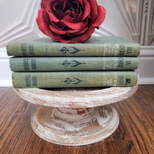 Pu&ograve; includere: Una pila di tre libri in copertina rigida verde con scritte dorate sui dorsi. I libri sono intitolati "Hebbel Briefe" e sono impilati su un piedistallo di legno bianco. Una rosa rossa &egrave; appoggiata sopra i libri.