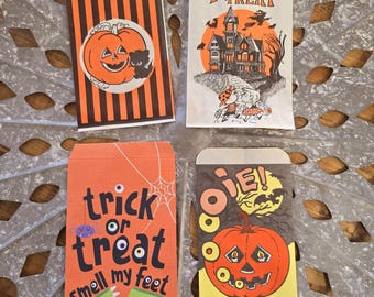 Vintage Halloween bag lot, Paper treat bags, Vintage Halloween decor, Vintage ephemera, Mixed media supplies, Ghost, Craft supplies