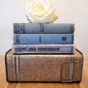 Antique Book Set, 3 Vintage Book Lot, Vintage blue books, Collectible books, Distressed Books, Shabby book set, Old books, Decorative books