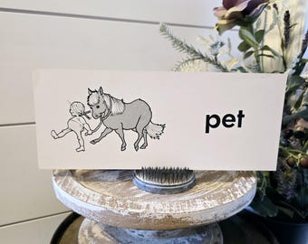 Vintage Pet Flashcard: Antique Ephemera for Junk Journals, Horse flashcard, Vintage School Supplies
