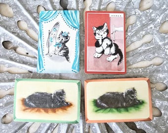 Vintage Cat Playing Card Set: Antique Kitten Ephemera