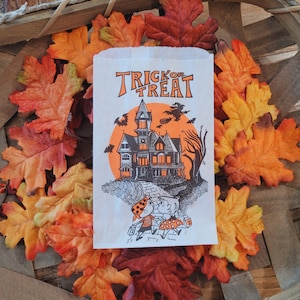 Vintage Halloween bag, Paper treat bag, Halloween decor, Vintage ephemera, Scrapbooking, Halloween banner, Craft supplies, Mixed media