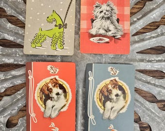 Vintage Cat & Dog Playing Card Set, Ephemera for Junk Journal, Kitten Puppy cards