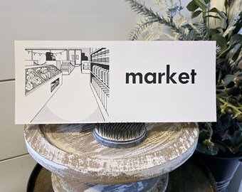 Vintage Market Flashcard: Antique Ephemera for Junk Journals, Grocery Store, Vintage School Supplies