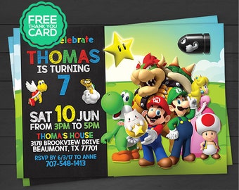Mario Bros Invite Etsy