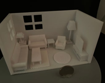 Quarter Scale Living Room Accessories, 1/48 Scale, 3D Printed