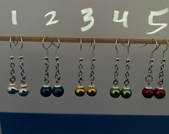 Dangling Christmas earrings, Blue ball earrings,