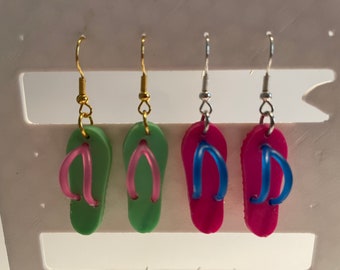 Flip Flop Dangle Earrings, Flexible Rubber, Hypoallergenic
