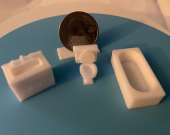 Quarter Scale Bathroom Set Kit, 1/48 Furniture (PLA)