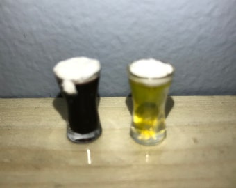 Miniature Beer Mug Earrings, Resin Charm, Bar Drink Jewelry