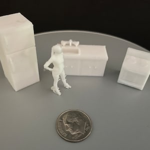 Kitchen in 1/48th scale, Quarter scale furniture, 3D printed Kitchen set, 48 scale kitchen, dollhouse miniatures
