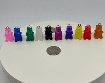 Handmade Gummy Bear Charms, Miniature Resin Bottle Earrings
