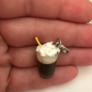 Charm root-beer float, charm key-ring, bag-charm,, zipper charm, Resin soda beer miniature figure, fake root-beer earrings, charms, key-ring