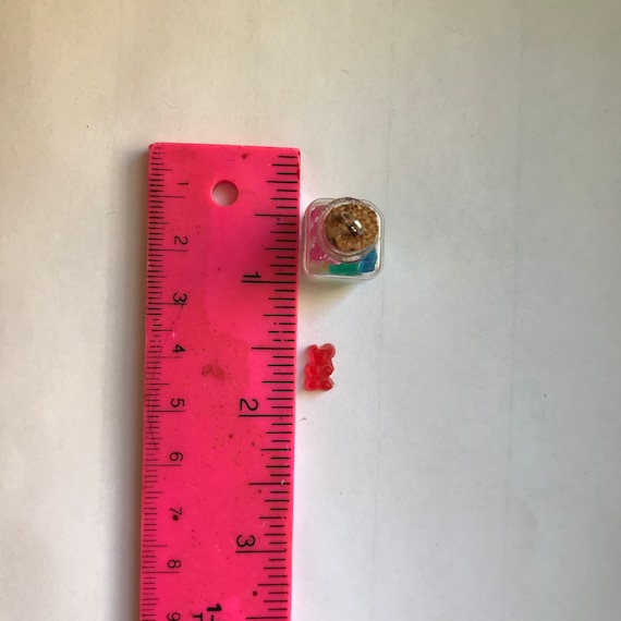 Gummy bears in a bottle, Gummy bear charms, Tinie Tiny Gummy bears, bottle full of bears, Miniature bottle earrings, Dangling earrings Gummy